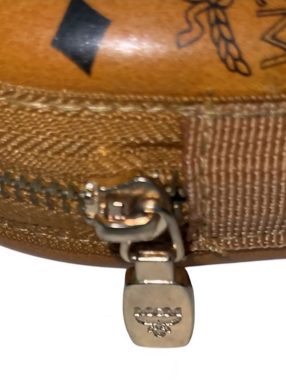 MCM Cognac Logo Oval Structured Pouch with Gold Hardware - Picture 9 of 10